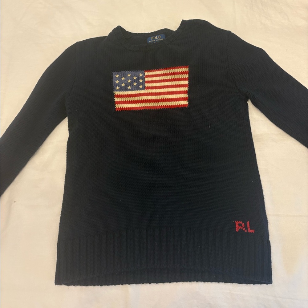 Polo Ralph Lauren Kids American Flag Cotton Crewneck Sweater